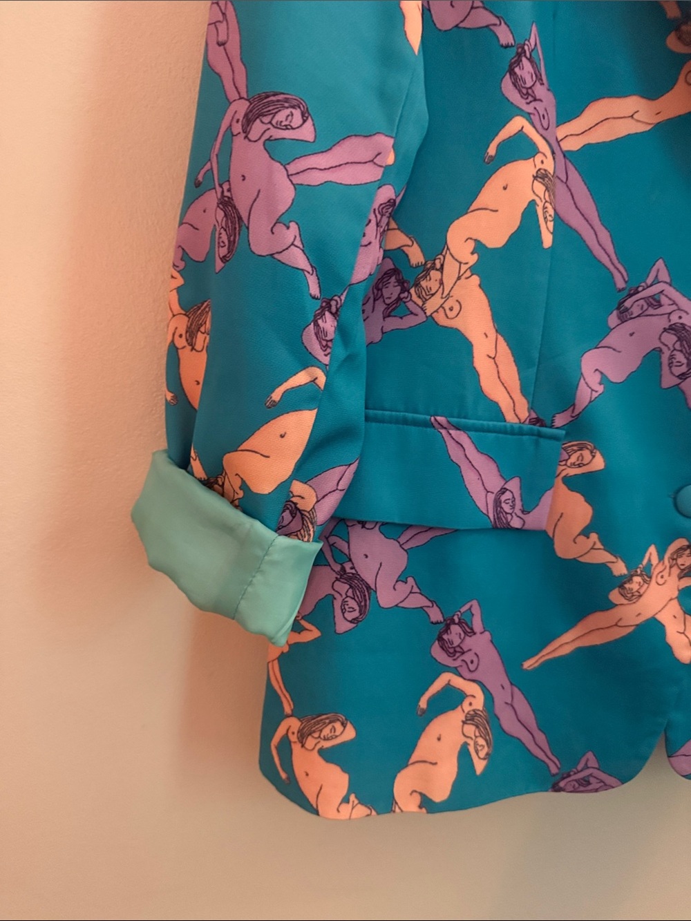Cider Teal Blazer with Pink and Purple Diver Print - Picture 3 of 3